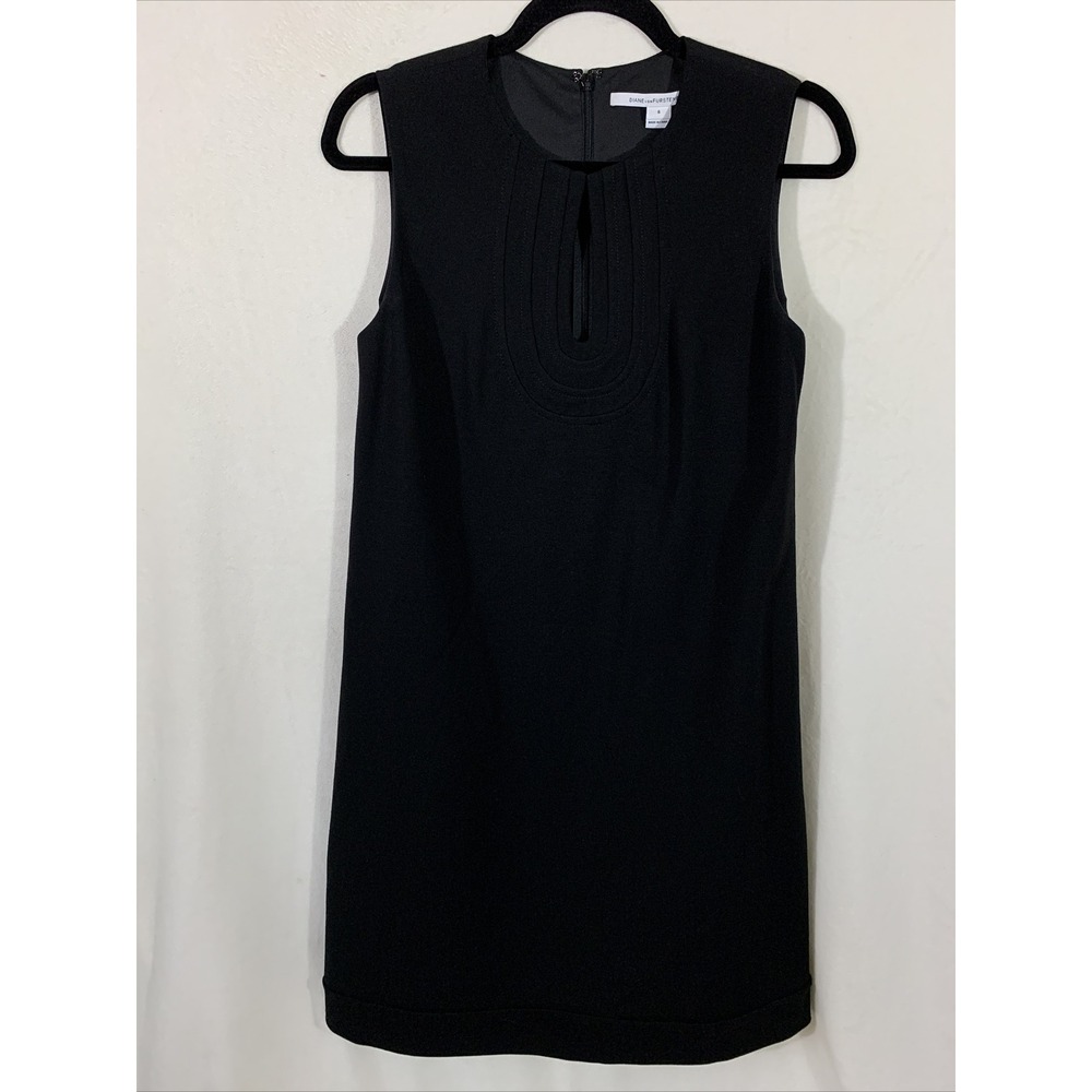 DVF Diane Von Furstenberg Size 6 Kadijah Dress Keyhole Black Shift Sleeveless